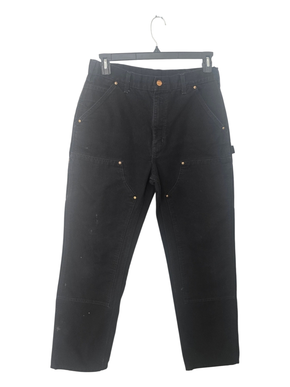 Carhartt B01 Dungaree Double Knee Black Carpenter Pants Work Hammer Duck 33x34